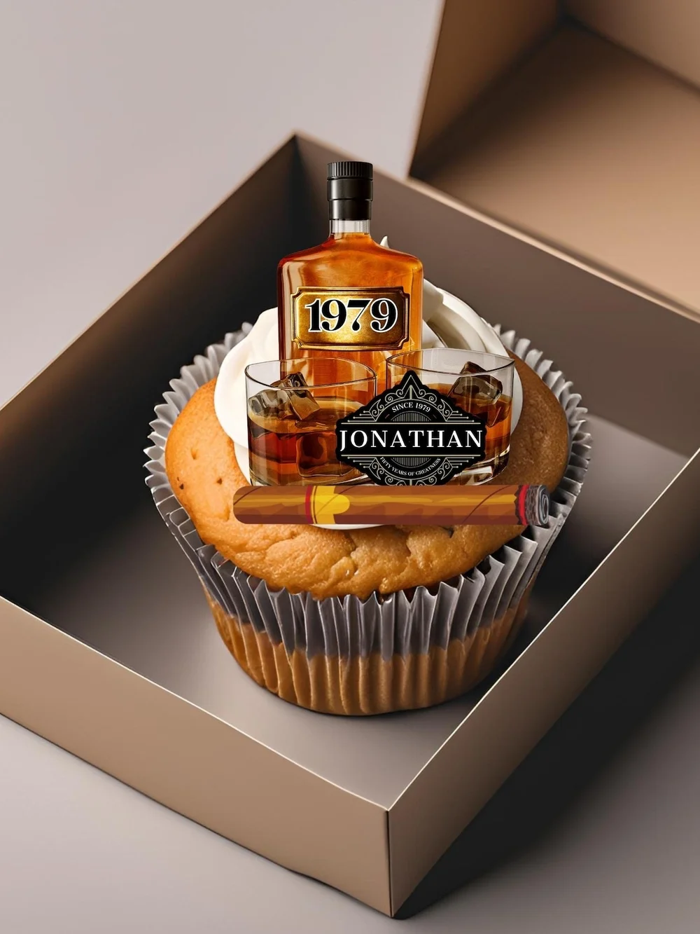 Personalized Whiskey Cake Toppers 2.5” | Aged to Perfection Birthday Decor/24PCS